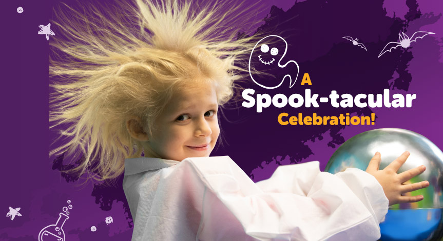 Girl using a Van de Graaff generator.